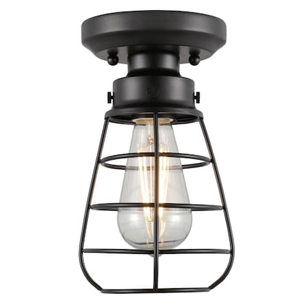 Westinghouse Fixture Ceiling SemiFlush-Mount 60W Bandera 5.25In, Matte Black Cage 6130700